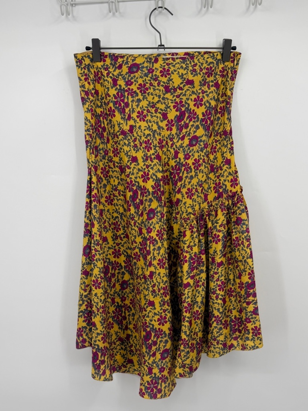 Apiece Apart 100% Silk Floral Midi Skirt Yellow Pink Size 0